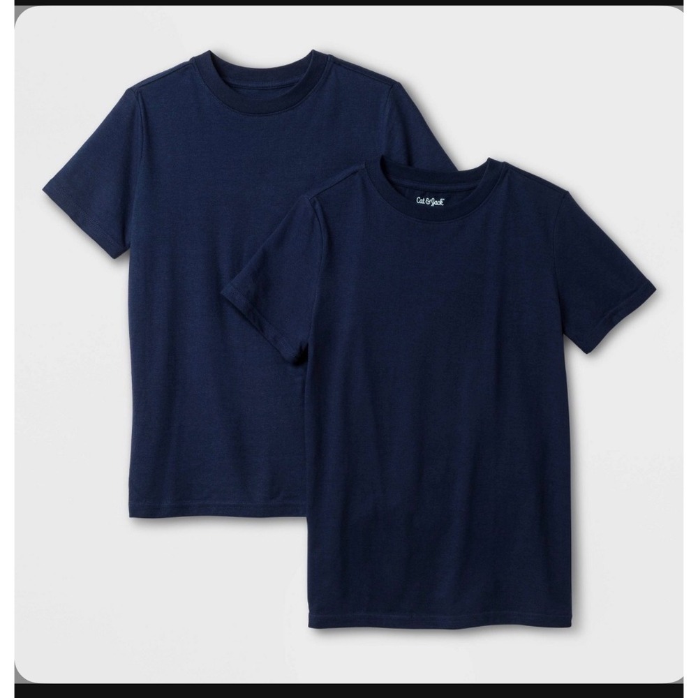 Cat‎ & Jack T-Shirt Boys XS Navy 2pk Short Sleeve Crewneck NWT